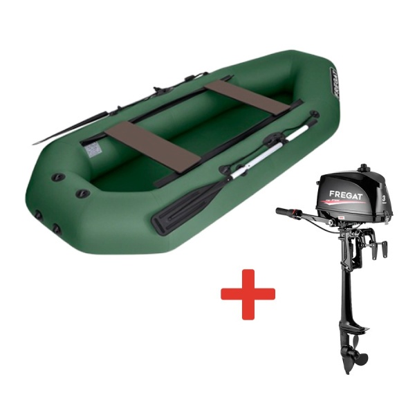 М-5 Оптима зеленый + FREGAT 3FHS 2-тактный (комплект лодка + мотор)