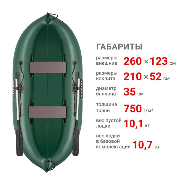 М-2 У (260 см) Лодка (зеленая)
