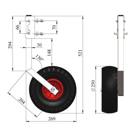 Колеса транцевые TK-150H (250*85)