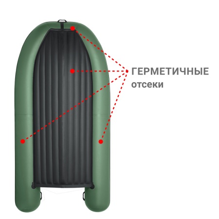 Фрегат 390 аэр (Лодка ПВХ моторная НДНД) (зеленая)