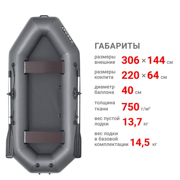 М-5 Оптима Лайт (300 см) Лодка (зеленая 2634)