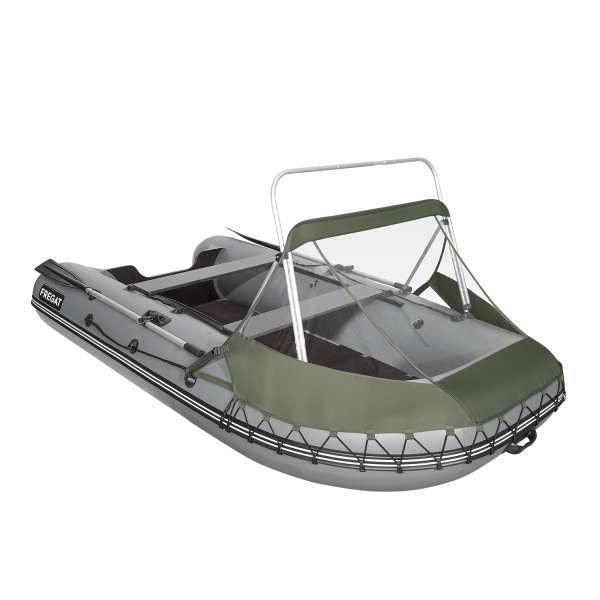 Тент с таргой носовой универсальный для лодки 330, зеленый