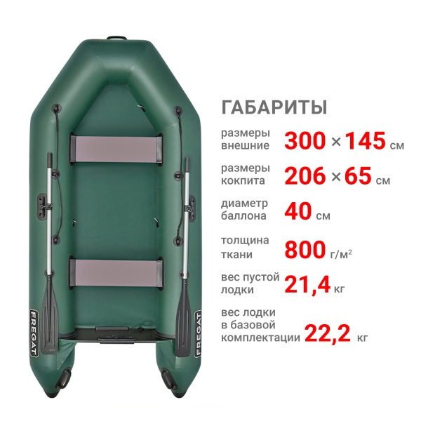 300 Е Лайт Лодка (зеленая 44)