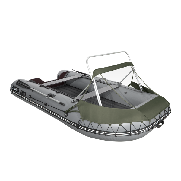 Тент с таргой носовой универсальный для лодки 370, зеленый